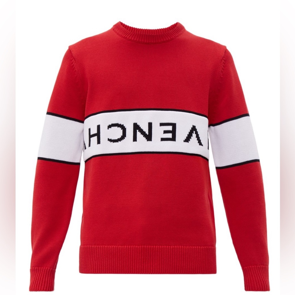 Givenchy men logo cotton Sweater red and white size large is brand new